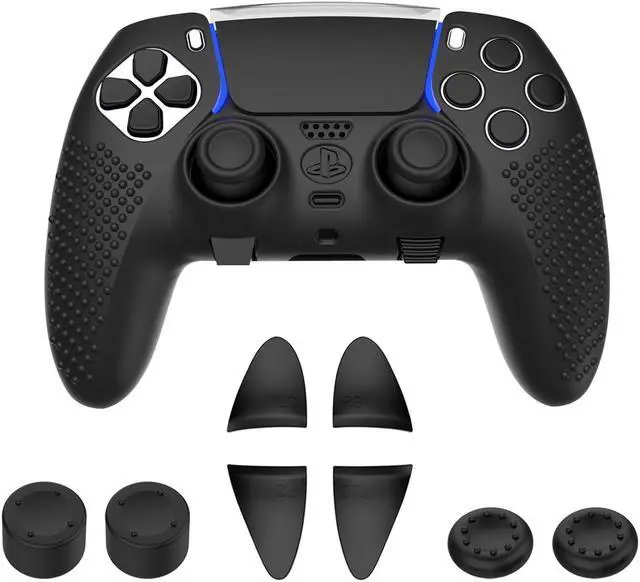 Alt view image 2 of 7 - BONAEVER Anti-Slip Cover for PS5 DualSense Edge Controller, Accessories for PS5 DualSense Including Cover for DualSense Edge, Thumb Caps, Triggers Extenders, Touchpad Sticker