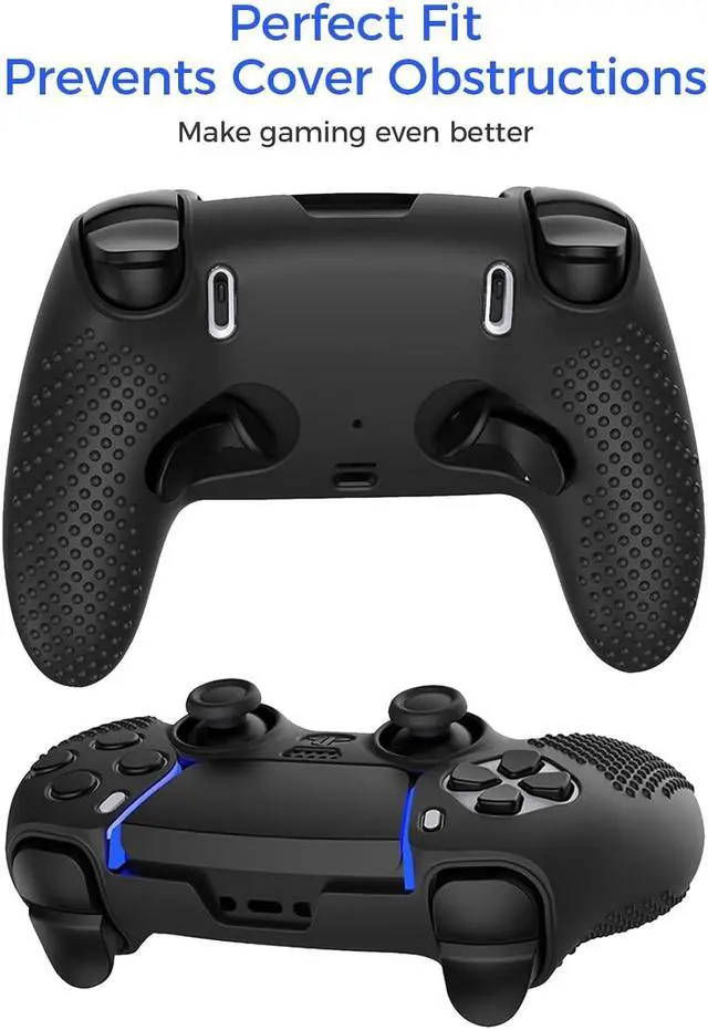 Alt view image 4 of 7 - BONAEVER Anti-Slip Cover for PS5 DualSense Edge Controller, Accessories for PS5 DualSense Including Cover for DualSense Edge, Thumb Caps, Triggers Extenders, Touchpad Sticker