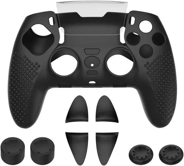 Main image of BONAEVER Anti-Slip Cover for PS5 DualSense Edge Controller, Accessories for PS5 DualSense Including Cover for DualSense Edge, Thumb Caps, Triggers Extenders, Touchpad Sticker