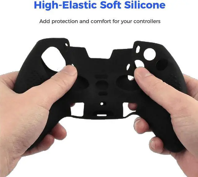 Alt view image 7 of 7 - BONAEVER Anti-Slip Cover for PS5 DualSense Edge Controller, Accessories for PS5 DualSense Including Cover for DualSense Edge, Thumb Caps, Triggers Extenders, Touchpad Sticker
