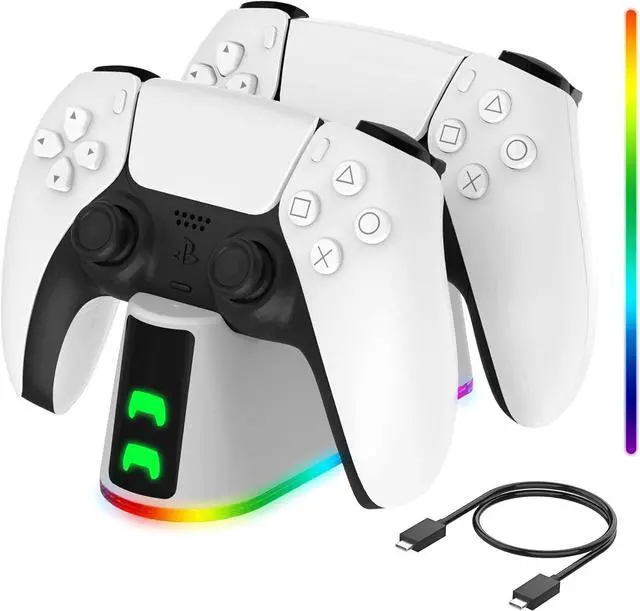Main image of PS5 Slim Controller Charger Station,Fast Charging PS5 Controller Charger for Edge & Dual Controller,Ps5 Controller accessories with Charging Cable,Ps5 controller Stand Dock with RGB LED Indicators