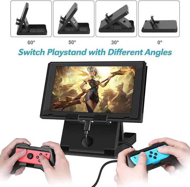 Alt view image 3 of 7 - BONAEVER Switch Accessories Bundle 12 in 1 Compatible with Nintendo Switch, Gift Kit with Carrying Case, Protective Case Cover, Screen Protector, PlayStand, Joycon Grip & More