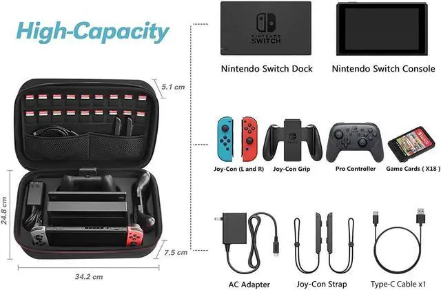Alt view image 2 of 7 - BONAEVER Switch Accessories Bundle 12 in 1 Compatible with Nintendo Switch, Gift Kit with Carrying Case, Protective Case Cover, Screen Protector, PlayStand, Joycon Grip & More