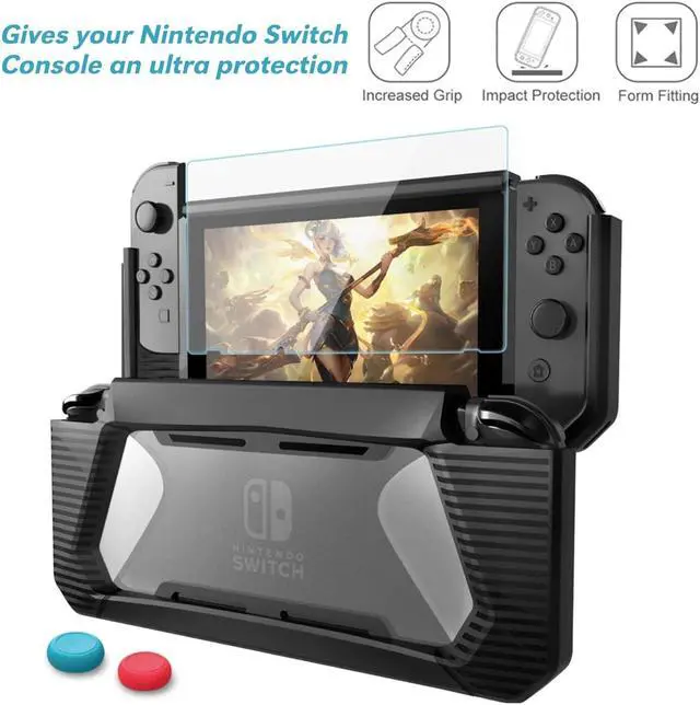 Alt view image 4 of 7 - BONAEVER Switch Accessories Bundle 12 in 1 Compatible with Nintendo Switch, Gift Kit with Carrying Case, Protective Case Cover, Screen Protector, PlayStand, Joycon Grip & More