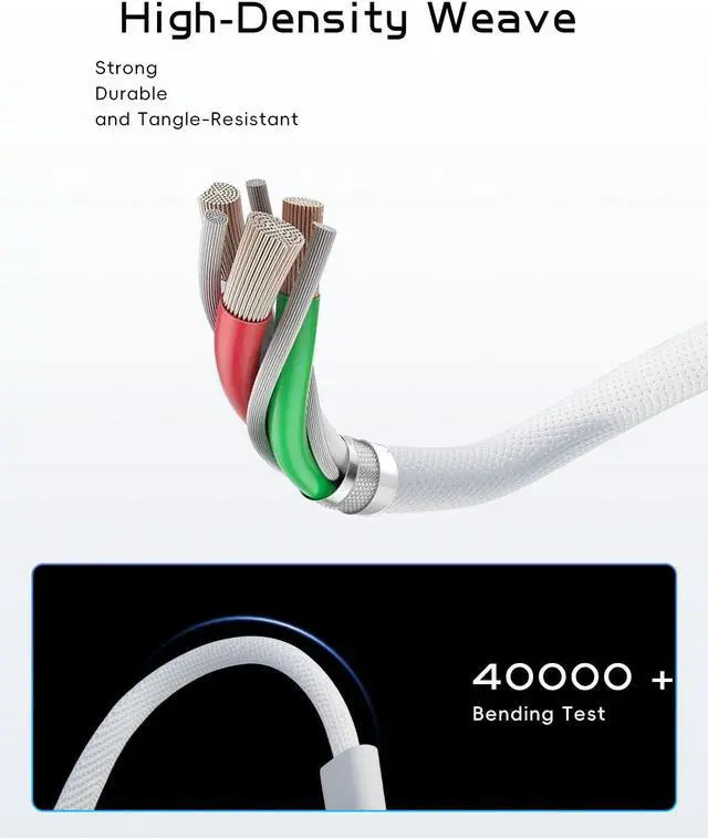 Alt view image 3 of 5 - BONAEVER 140W USB-C to Magnetic 3 Cable (2 m/6.6 ft), USB C Fast Charging Cable Compatible with MacBook Air (15''/13'' M3 2024, M2 2023/2022),MacBook Pro (16"/14" M2 Pro & Max 2023, M1 Pro & Max 2021)