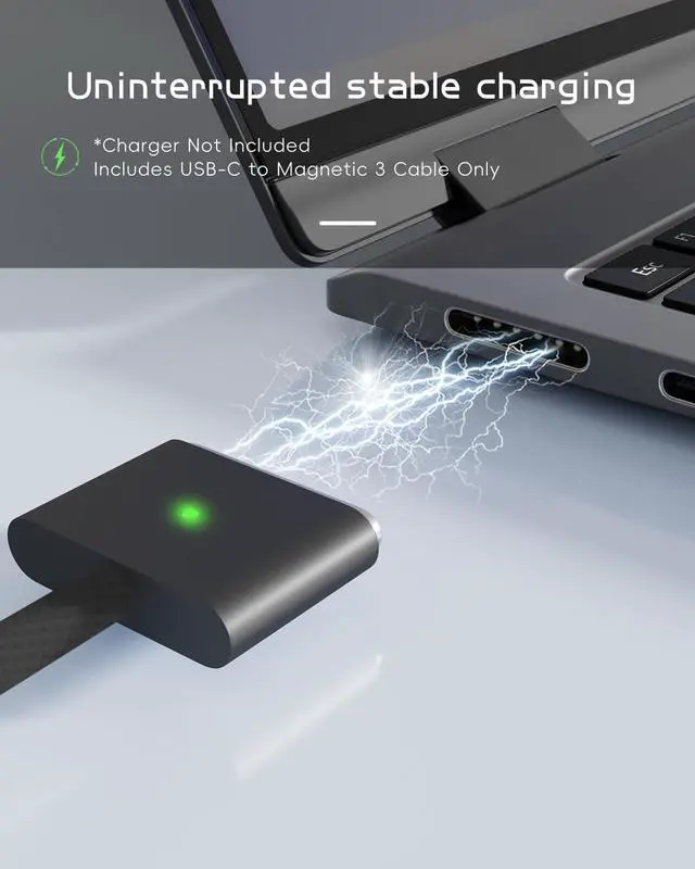 Alt view image 3 of 7 - BONAEVER 140W USB-C to Magnetic 3 Cable (2 m/6.6 ft), USB C Fast Charging Cable Compatible with MacBook Air (15''/13'' M3 2024, M2 2023/2022),MacBook Pro (16"/14" M2 Pro & Max 2023, M1 Pro & Max 2021)