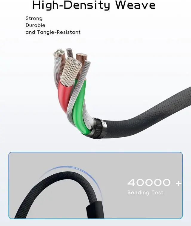 Alt view image 7 of 7 - BONAEVER 140W USB-C to Magnetic 3 Cable (2 m/6.6 ft), USB C Fast Charging Cable Compatible with MacBook Air (15''/13'' M3 2024, M2 2023/2022),MacBook Pro (16"/14" M2 Pro & Max 2023, M1 Pro & Max 2021)