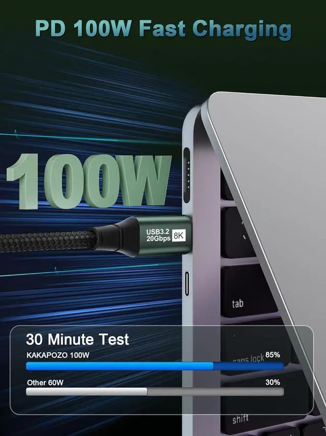 Alt view image 2 of 7 - USB C to USB C Monitor Cable 10FT-8K@60Hz USB C Display Cable-100W PD Fast Charging-USB 3.1 Gen 2 20Gbps Type-C Data Transfer, USBC to USBC Video Cable for iPhone 15 / 16 Plus Pro Max, MacBooks, iPad