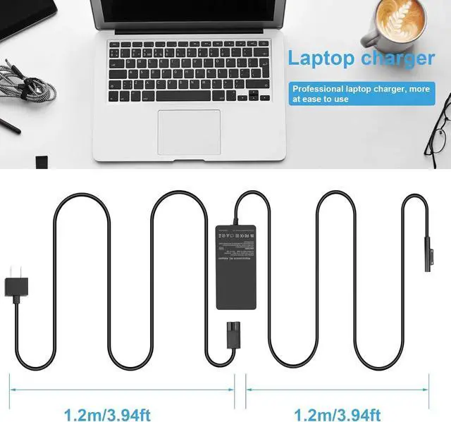 Alt view image 6 of 7 - BONAEVER 127W Laptop Charger for Microsoft Surface Book 3 2 1, Surface Laptop 6 5 Go2 Studio Go 4 3 2 1, Surface Pro 11 10 9 8 7+ X 7 6 5 4 3, Surface Go 3 2 1
