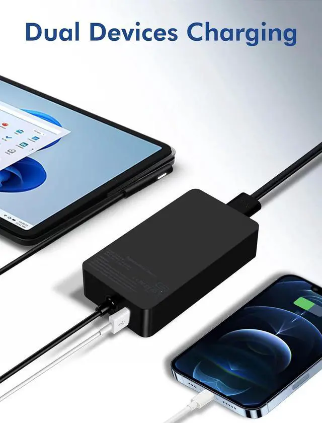 Alt view image 4 of 7 - BONAEVER Surface Book 2 Charger, 102W 15V 6.33A Surface Laptop Power Supply Compatible with Microsoft Surface Book 2/3 Surface Laptop 2/3/4/5 Surface Pro 11/10/9/8/7/6/5 with USB 5V 1.5A