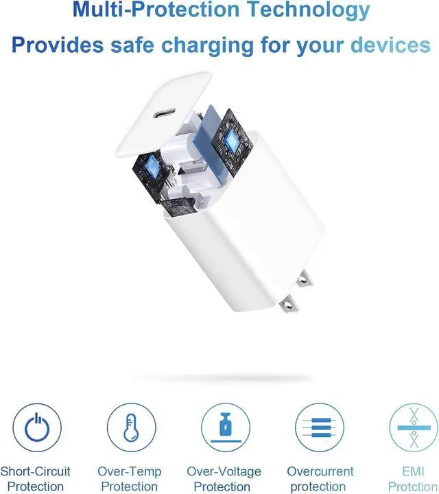 Alt view image 5 of 7 - BONAEVER iPhone 14 13 12 Charger Fast Charging 20W PD USB C Wall Charger with 6FT Fast Charging Cable Compatible iPhone 14/13/12/11/Pro/Pro Max/Mini/Xs Max/XR/X, iPad