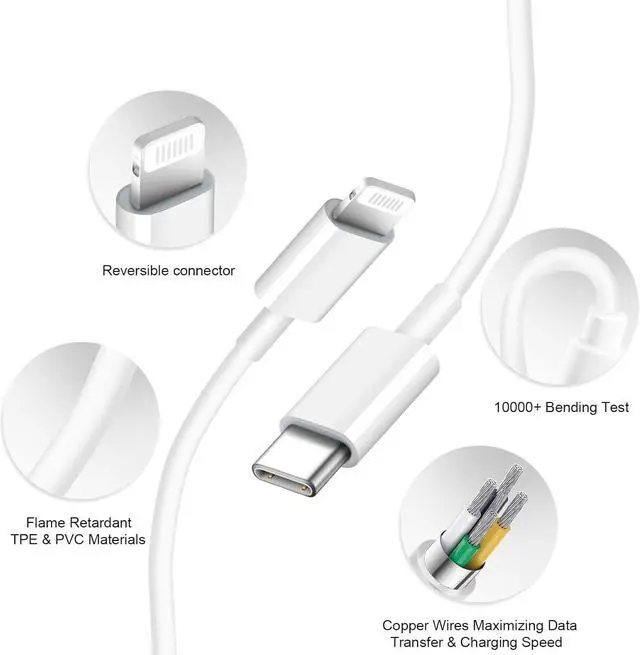 Alt view image 3 of 7 - BONAEVER iPhone 14 13 12 Charger Fast Charging 20W PD USB C Wall Charger with 6FT Fast Charging Cable Compatible iPhone 14/13/12/11/Pro/Pro Max/Mini/Xs Max/XR/X, iPad