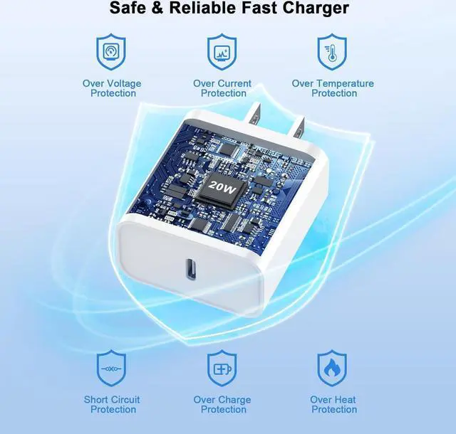 Alt view image 2 of 7 - BONAEVER 20W USB C Fast Charger for iPhone 16/16 Plus/16 Pro/16 Pro Max/15/15 Plus/15 Pro/15 Pro Max, iPad Pro, PD 20W Type C iPhone 16 Pro Max Charger Fast Charging with 6FT USB C to C Charging Cable