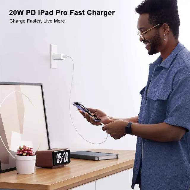 Alt view image 6 of 7 - BONAEVER 20W USB C Fast Charger for iPhone 16/16 Plus/16 Pro/16 Pro Max/15/15 Plus/15 Pro/15 Pro Max, iPad Pro, PD 20W Type C iPhone 16 Pro Max Charger Fast Charging with 6FT USB C to C Charging Cable