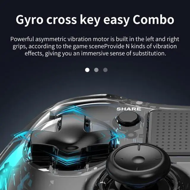 Alt view image 2 of 7 - BONAEVER Clear Wireless Controller with 8 Color Adjustable LED Lighting Compatible with PS4 Pro/PS4 Slim/PS4 Controller, with Headphone Jack for PS4 Dualshock 4 Game