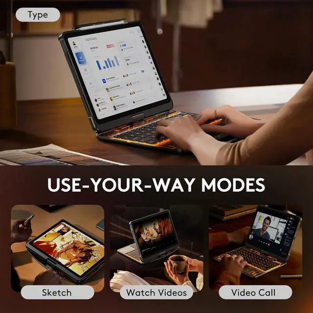 Alt view image 2 of 7 - Touch Keyboard Case for iPad Air M2 11 Inch 2025 2024/iPad Pro 11 4th/3rd/2nd/1st Gen 2021/2020/2018/iPad Air 5th/4th Gen with Clear Hard PC Back & Trackpad & Backlight & 360° Rotatable & Pen Holder