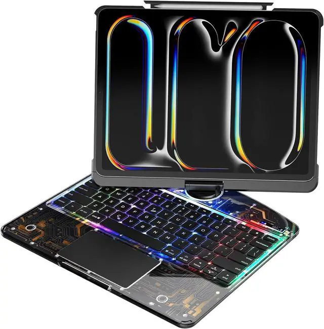 Main image of Wireless Touch Keyboard Case for iPad 9th 8th 7th Generation 10.2 Inch 2021/2020/2019 with Clear Hard Cover & Trackpad & Backlight & 360° Rotatable & Pencil Holder Clear