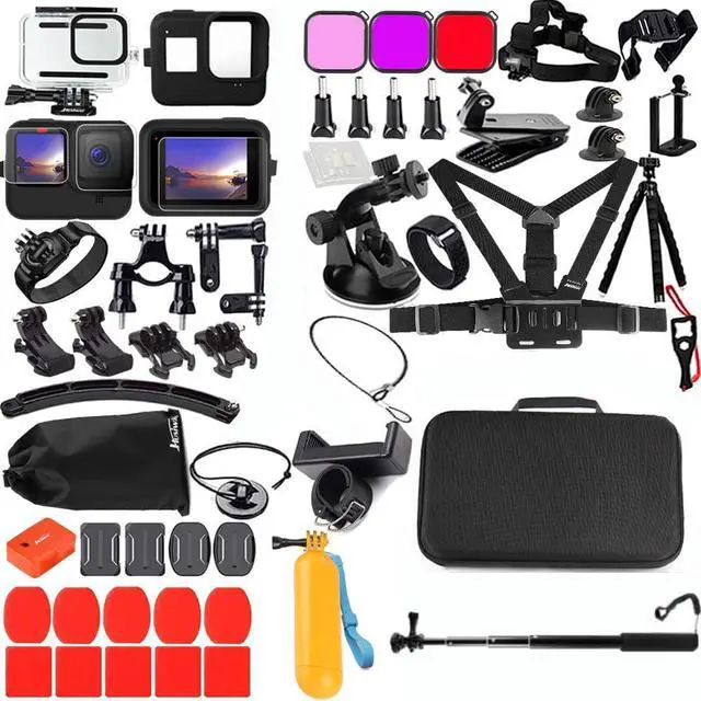 Main image of BONAEVER Accessories Kit for Gopro Hero 12 11 10 9 Black Waterproof Housing Silicone Case with Glass Screen Protector Bundle for Go pro Gopro12 Gopro11 Gopro10 Hero12 Hero11 Hero10 Sport Camera