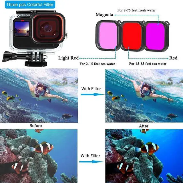 Alt view image 3 of 5 - BONAEVER Accessories Kit for Gopro Hero 13 Black Waterproof Housing Silicone Case with Glass Screen Protector Bundle for Go pro Gopro Hero13 Sport Camera