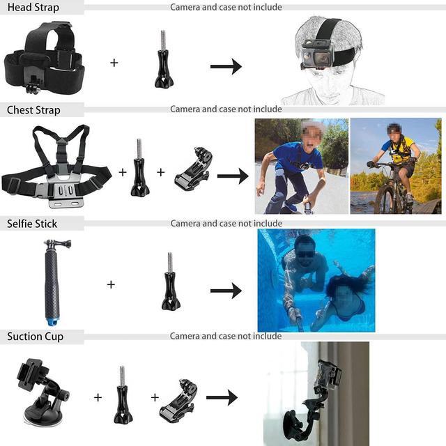 Alt view image 6 of 7 - BONAEVER Accessories Kit for Gopro Hero 12 11 10 9 Black Accessory Bundle Waterproof Housing Case Filter Silicone Protector Lens Screen Tempered Glass Head Chest Strap Mount Set for Gopro12 HERO11
