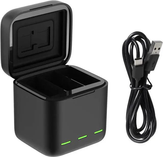 Alt view image 7 of 7 - BONAEVER Battery Charger for GoPro Hero 13 Black, Triple Slot USB Charging Case with Type-C Cord Batteries Carry Case Fully Compatible with Original Go Pro 13 Accessories