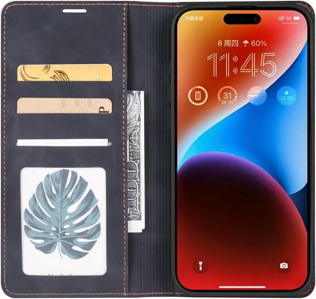 Alt view image 4 of 7 - BONAEVER Case for iPhone 16 Plus 6.7 inch Premium PU Leather Phone Cover with Card Holder Stand, Shockproof Flip Wallet Cover