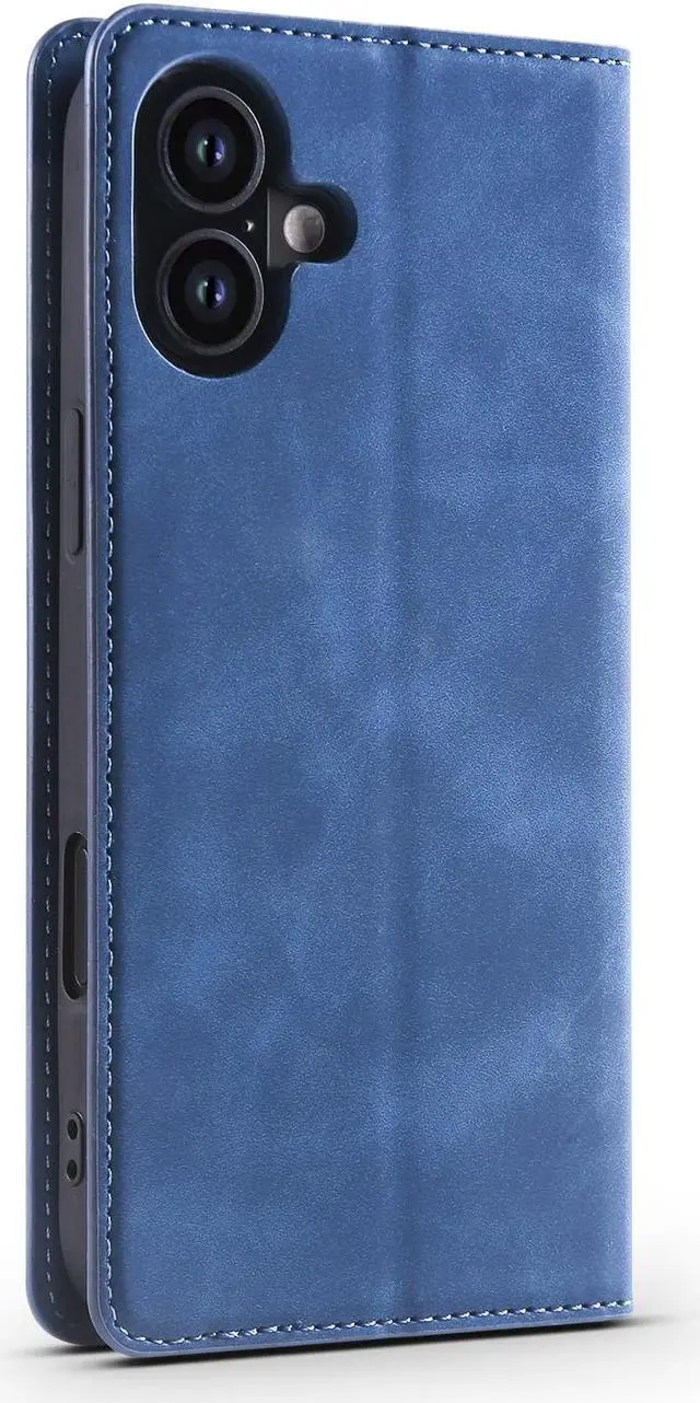Alt view image 2 of 7 - BONAEVER Case for iPhone 16 Plus 6.7 inch Premium PU Leather Phone Cover with Card Holder Stand, Shockproof Flip Wallet Cover Blue