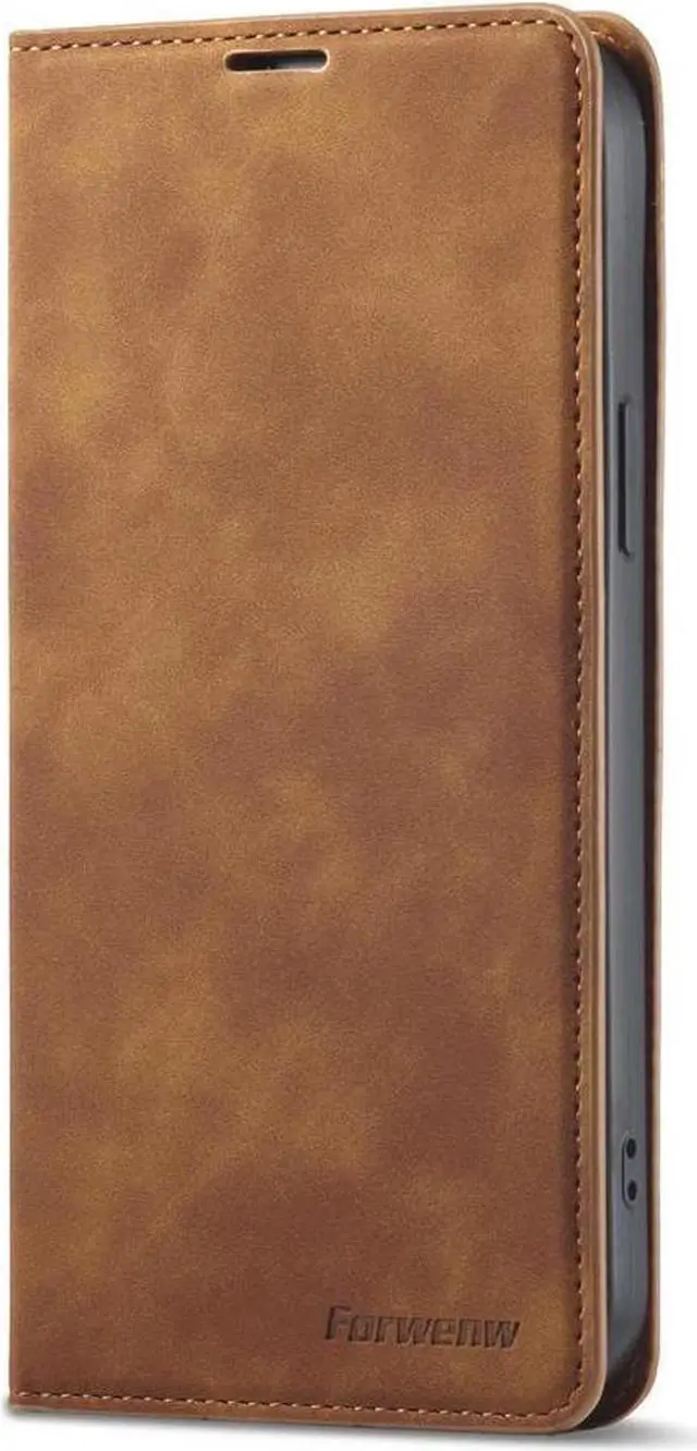 Alt view image 3 of 6 - BONAEVER Case for iPhone 16 Pro 6.3 inch Premium PU Leather Phone Cover with Card Holder Stand, Shockproof Flip Wallet Cover Brown