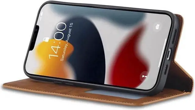 Alt view image 5 of 6 - BONAEVER Case for iPhone 16 Pro Max 6.9 inch Premium PU Leather Phone Cover with Card Holder Stand, Shockproof Flip Wallet Cover Brown