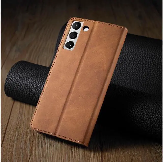 Alt view image 4 of 7 - BONAEVER Case for Samsung Galaxy S24 FE 6.7'' Premium PU Leather Phone Cover with Card Holder Stand, Shockproof Flip Wallet Cover Brown