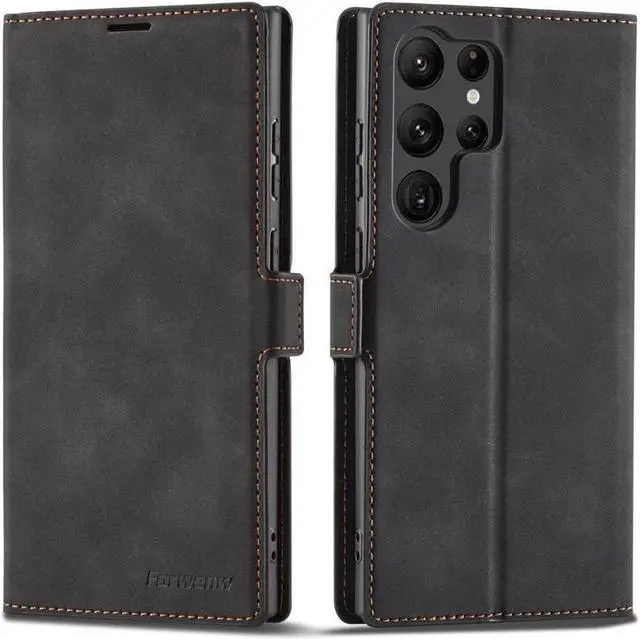Main image of BONAEVER Case for Samsung Galaxy S24 Ultra 6.8 inch Premium PU Leather Phone Cover with Card Holder Stand, Shockproof Flip Wallet Cover