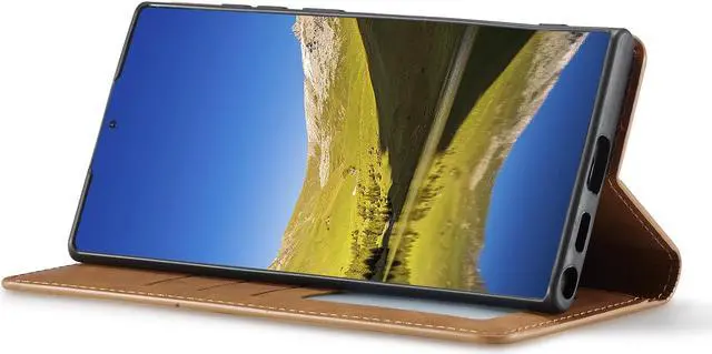 Alt view image 5 of 7 - BONAEVER Case for Samsung Galaxy S24 Ultra 6.8 inch Premium PU Leather Phone Cover with Card Holder Stand, Shockproof Flip Wallet Cover Brown