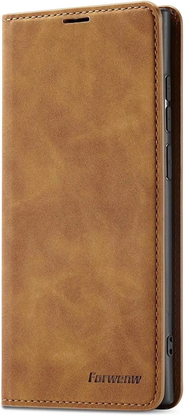 Alt view image 3 of 7 - BONAEVER Case for Samsung Galaxy S24 Ultra 6.8 inch Premium PU Leather Phone Cover with Card Holder Stand, Shockproof Flip Wallet Cover Brown