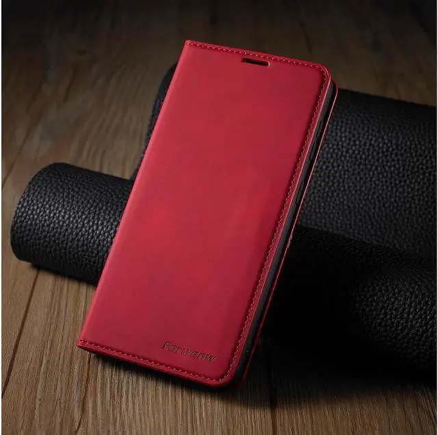 Alt view image 6 of 7 - BONAEVER Case for Samsung Galaxy S23 FE 6.4 inch Premium PU Leather Phone Cover with Card Holder Stand, Shockproof Flip Wallet Cover Red