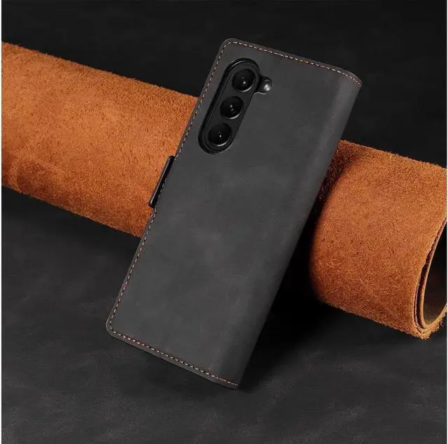 Alt view image 6 of 7 - BONAEVER Case for Samsung Galaxy Z Fold 6 5G Premium PU Leather Phone Cover with Card Holder Stand, Shockproof Flip Wallet Cover