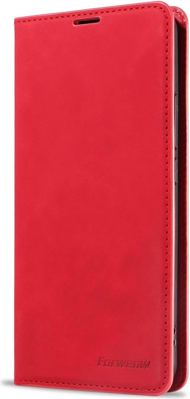 Alt view image 5 of 7 - BONAEVER Case for Xiaomi 13T / 13T Pro 5G Premium PU Leather Phone Cover with Card Holder Stand, Shockproof Flip Wallet Cover Red