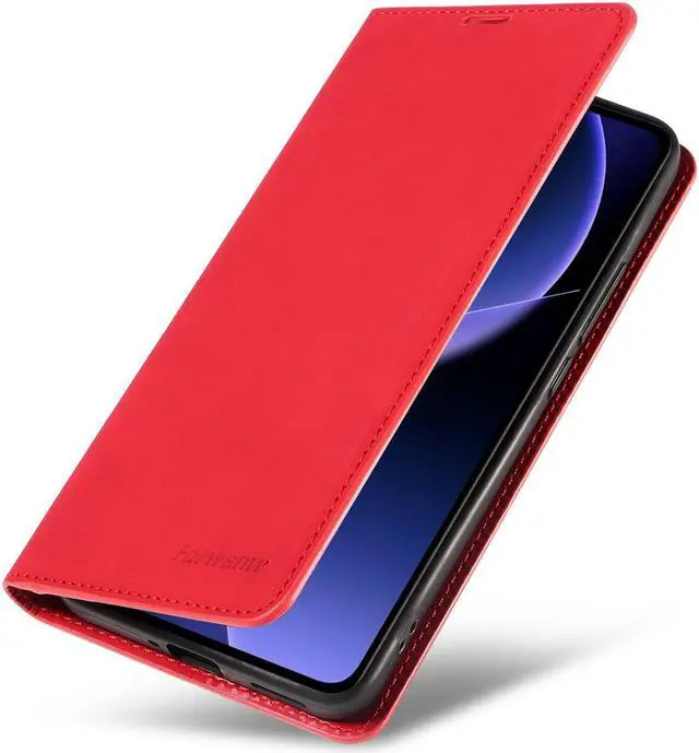 Alt view image 4 of 7 - BONAEVER Case for Xiaomi 13T / 13T Pro 5G Premium PU Leather Phone Cover with Card Holder Stand, Shockproof Flip Wallet Cover Red