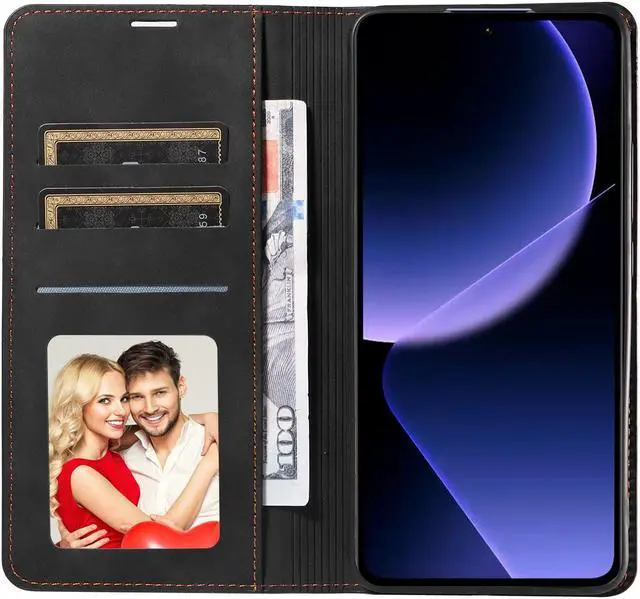 Alt view image 2 of 7 - BONAEVER Case for Xiaomi 13 Lite 5G Premium PU Leather Phone Cover with Card Holder Stand, Shockproof Flip Wallet Cover