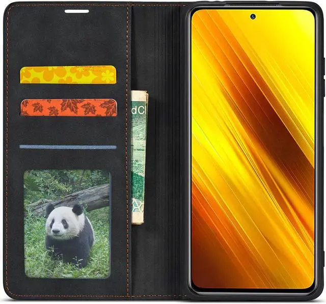 Alt view image 2 of 7 - BONAEVER Case for Xiaomi Poco X3 NFC / Poco X3 Pro Premium PU Leather Phone Cover with Card Holder Stand, Shockproof Flip Wallet Cover