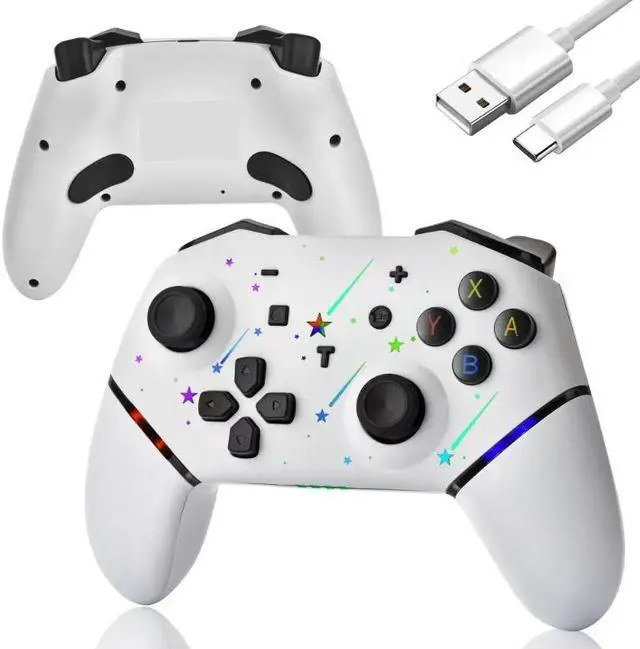 Main image of BONAEVER Switch Controller,Wireless Pro Controller with 1000mAh Battery/9 Colors RGB Light/Programmable/Dual Vibration/Gyro Sensor/Turbo/Wake-up Function,Game Controller for Switch/Lite/OLED/PC White