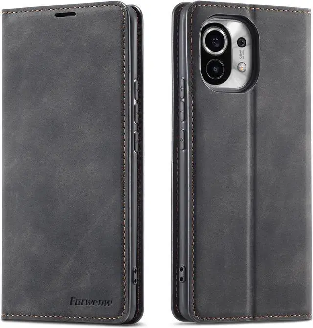 Main image of BONAEVER Case for Xiaomi Mi 11 Premium PU Leather Phone Cover with Card Holder Stand, Shockproof Flip Wallet Cover
