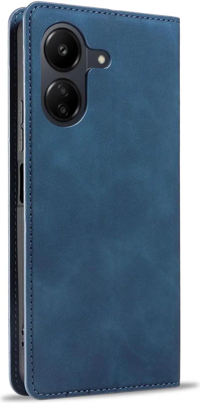 Alt view image 5 of 7 - BONAEVER Case for Xiaomi Redmi 13C 4G / 5G Premium PU Leather Phone Cover with Card Holder Stand, Shockproof Flip Wallet Cover Blue