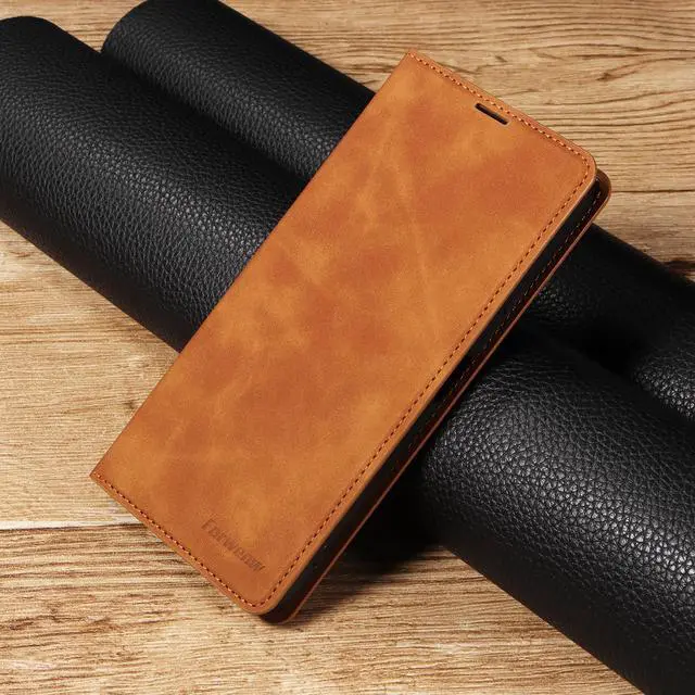 Alt view image 3 of 7 - BONAEVER Case for Xiaomi Redmi 13C 4G / 5G Premium PU Leather Phone Cover with Card Holder Stand, Shockproof Flip Wallet Cover Brown