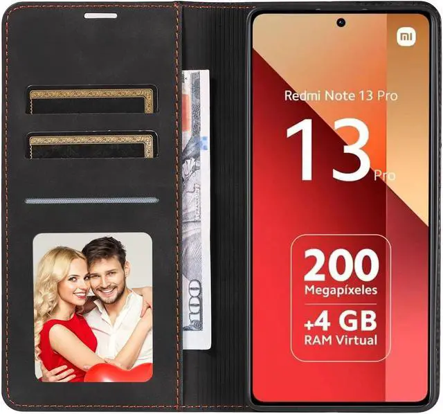 Alt view image 2 of 7 - BONAEVER Case for Xiaomi RedMi Note 13 Pro 4G (Not fit 5G) Premium PU Leather Phone Cover with Card Holder Stand, Shockproof Flip Wallet Cover