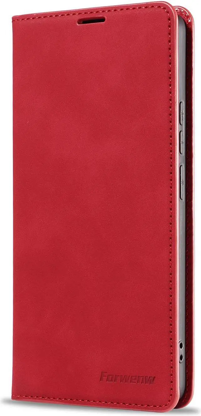 Alt view image 4 of 7 - BONAEVER Case for Xiaomi RedMi Note 13 Pro 4G (Not fit 5G) Premium PU Leather Phone Cover with Card Holder Stand, Shockproof Flip Wallet Cover Red