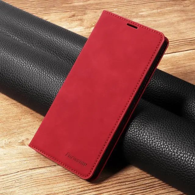 Alt view image 5 of 7 - BONAEVER Case for Xiaomi RedMi Note 13 Pro 4G (Not fit 5G) Premium PU Leather Phone Cover with Card Holder Stand, Shockproof Flip Wallet Cover Red