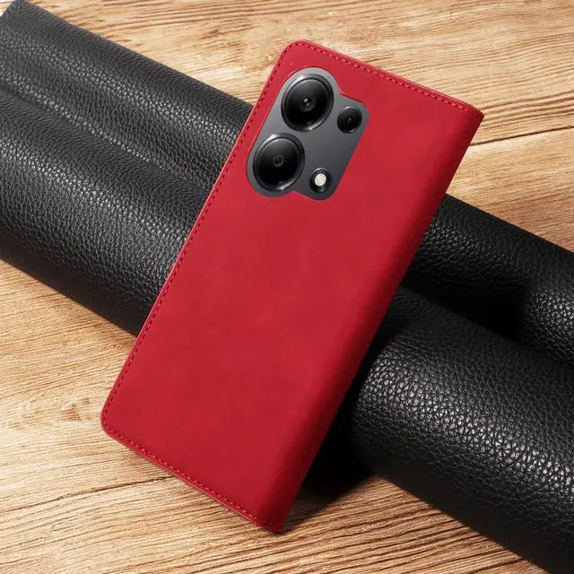 Alt view image 6 of 7 - BONAEVER Case for Xiaomi RedMi Note 13 Pro 4G (Not fit 5G) Premium PU Leather Phone Cover with Card Holder Stand, Shockproof Flip Wallet Cover Red