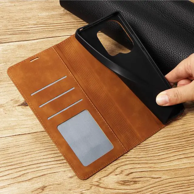 Alt view image 6 of 7 - BONAEVER Case for Xiaomi RedMi Note 13 Pro 4G (Not fit 5G) Premium PU Leather Phone Cover with Card Holder Stand, Shockproof Flip Wallet Cover Brown