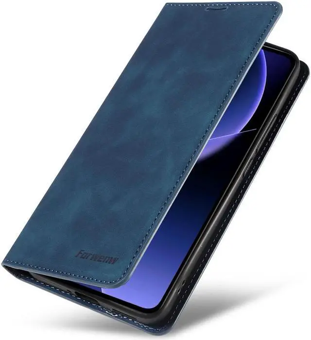 Alt view image 4 of 7 - BONAEVER Case for Xiaomi Redmi Note 13 5G Premium PU Leather Phone Cover with Card Holder Stand, Shockproof Flip Wallet Cover Blue