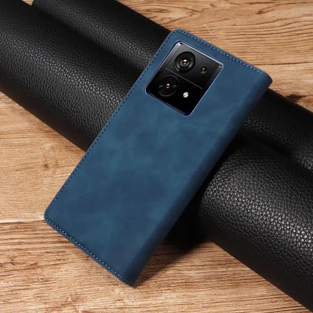 Alt view image 6 of 7 - BONAEVER Case for Xiaomi Redmi Note 13 5G Premium PU Leather Phone Cover with Card Holder Stand, Shockproof Flip Wallet Cover Blue